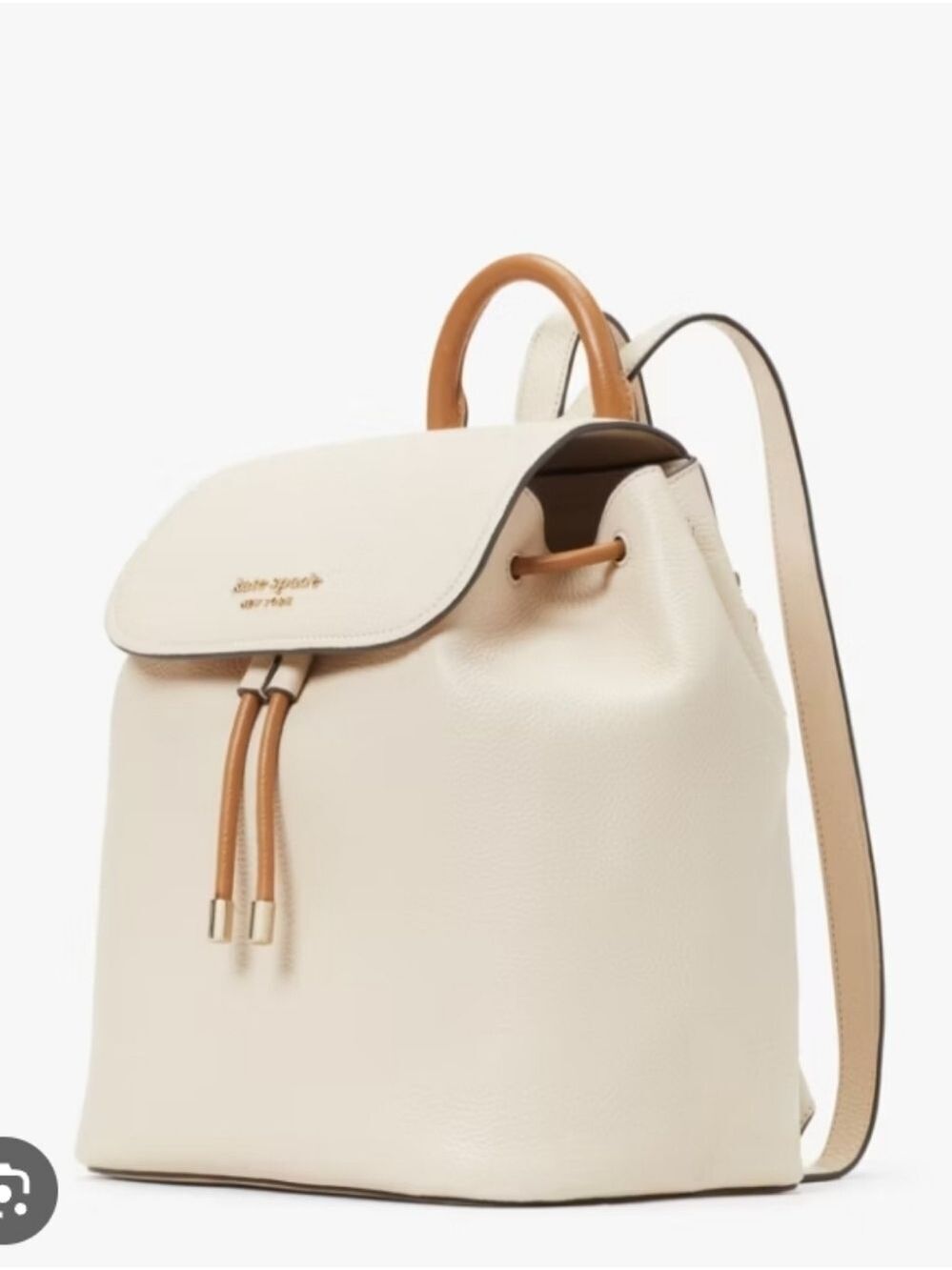 Kate Spade Rosie Sinch Pebbled Leather Medium Flap Backpack In Cream/Tan